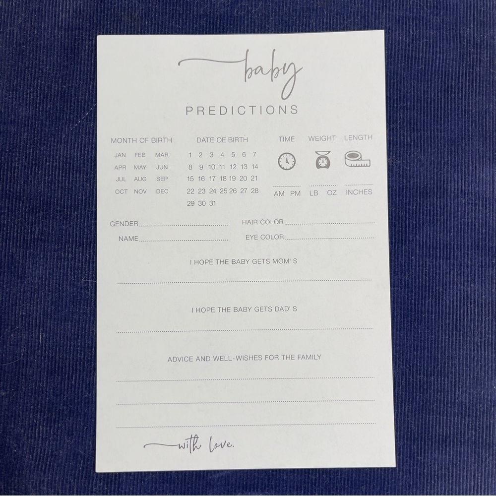 Baby Predictions Card